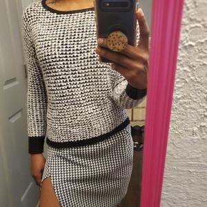 Retro Black and White Furry Sweater